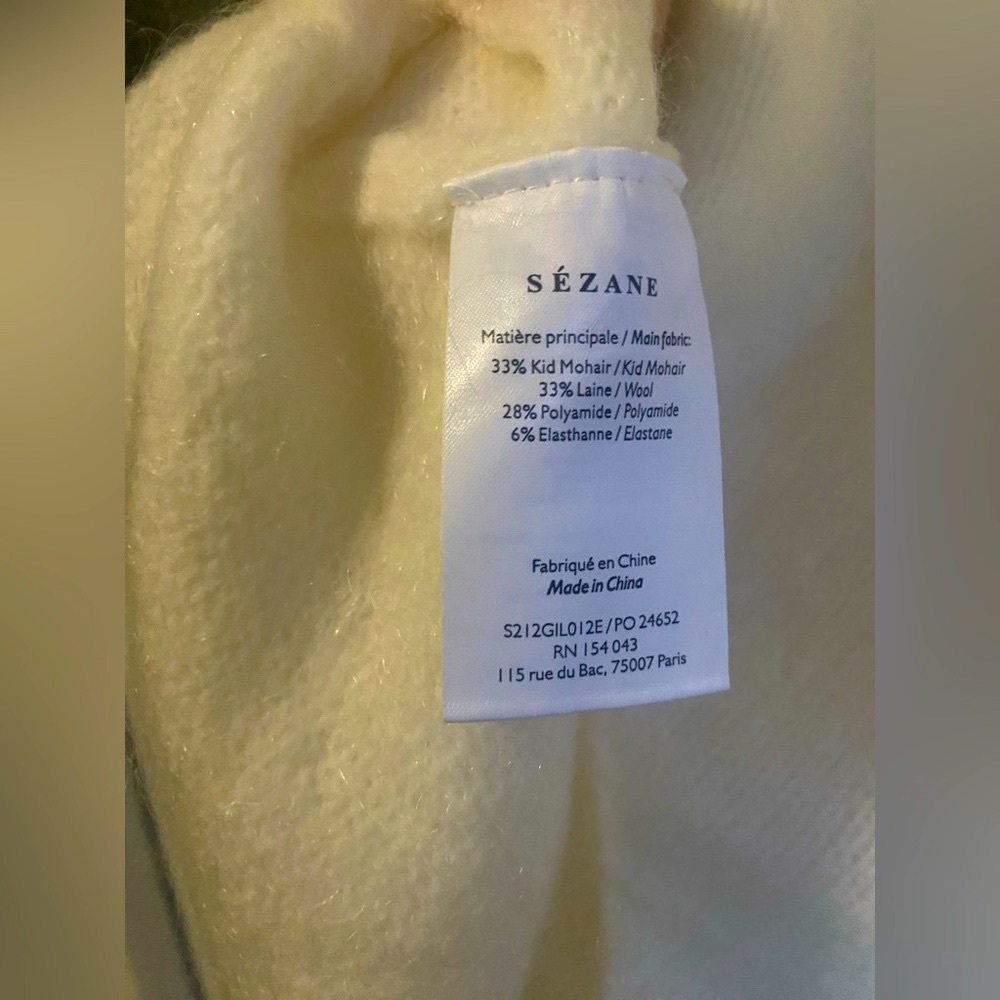 Sezane Ridley Cream Pearl-Embellished Sweater Jumper - Picture 8 of 10
